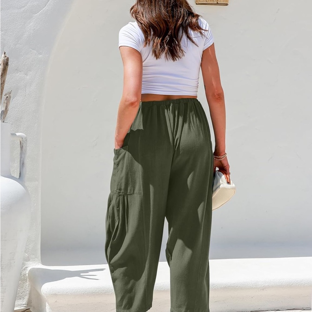 Olive Green Women's Casual Pants - Picture 2 of 3